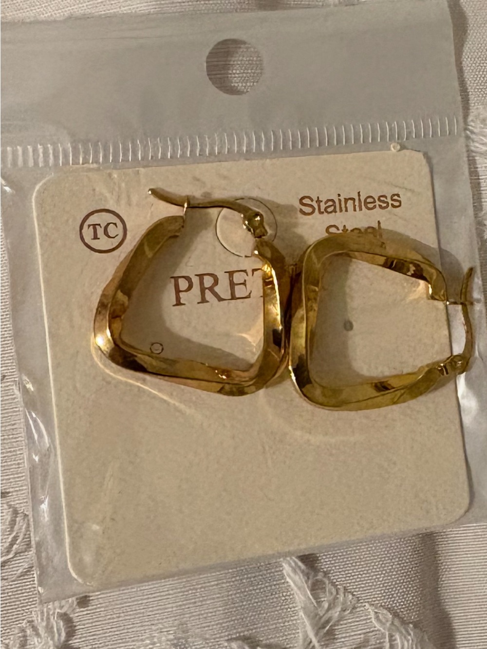 Gold-Tone Irregular Square Hoop Earrings - Women Jewelry